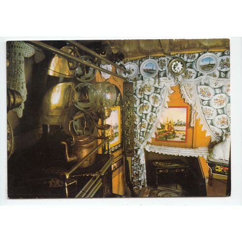 Interior of Boat Cabin Sunny Valley Canal Narrow Boat Postcard