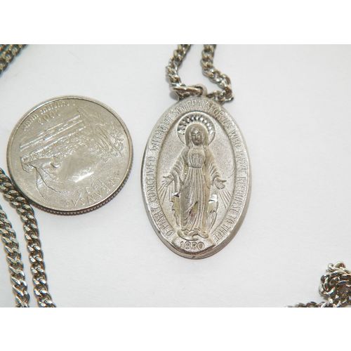 VNTG SILVER FILLED MOTHER MARY MEDALLION PENDANT