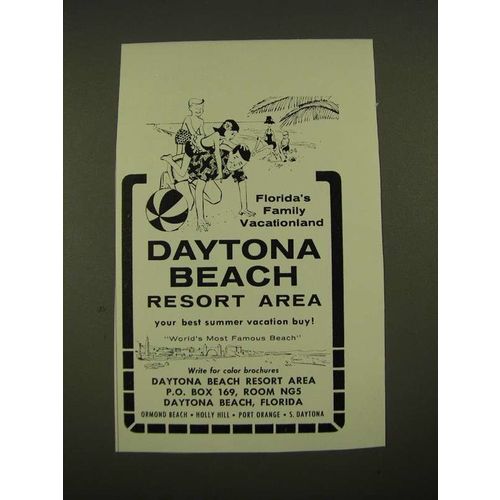 1960 Daytona Beach Resort Area Ad - Florida's Family Vacationland