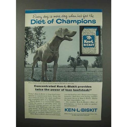 1960 Ken-L-Biskit Dog Food Ad - Diet of Champions