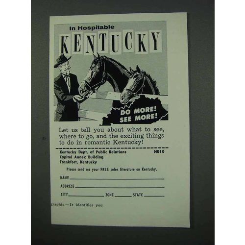1960 Kentucky Tourism Ad - Hospitable