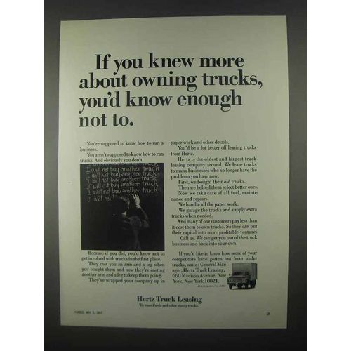 1967 Hertz Truck Leasing Ad - If You Knew More About