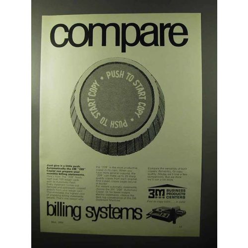 1970 3M 209 Copier Ad - Compare Billing Systems