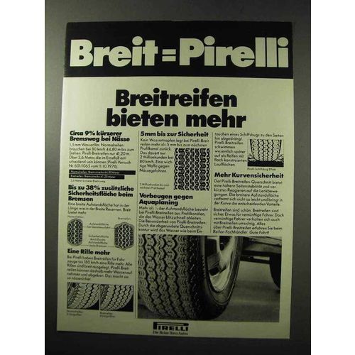 1977 Pirelli Tires Ad - in German - Breit=Pirelli