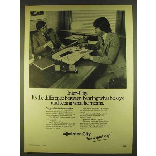 1980 Inter-City Trains Ad - Hearing What He Says