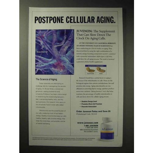 2005 Juvenon Health Supplement Ad - Postpone Aging
