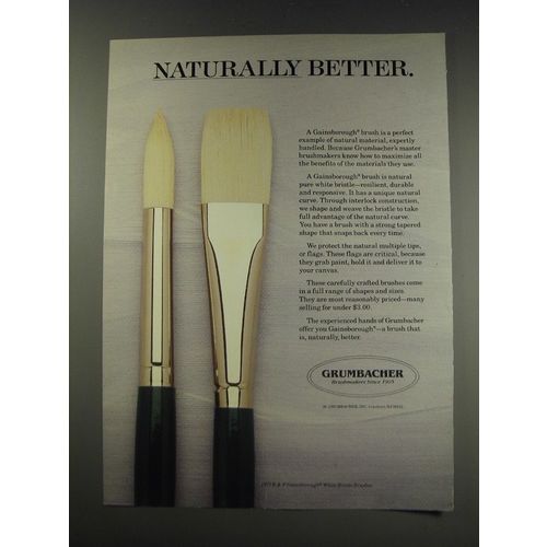 1991 Grumbacher Gainsborough Brush Ad - Naturally better