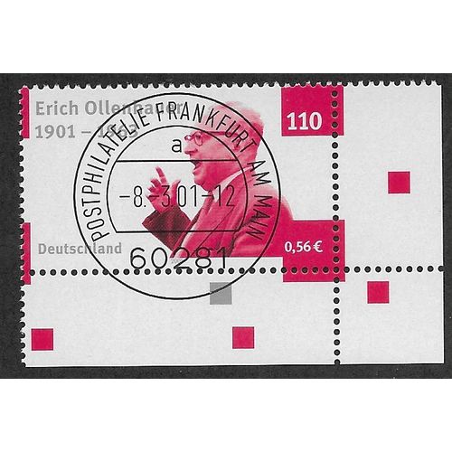 GER 2001 110pf 'ERICH OLLENHAUER '(CORNER MARGIN) FINE USED (EBID59-447)