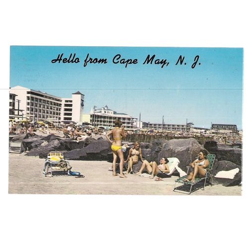 HELLO FROM CAPE MAY, NEW JERSEY, United States unused vintage postcard =