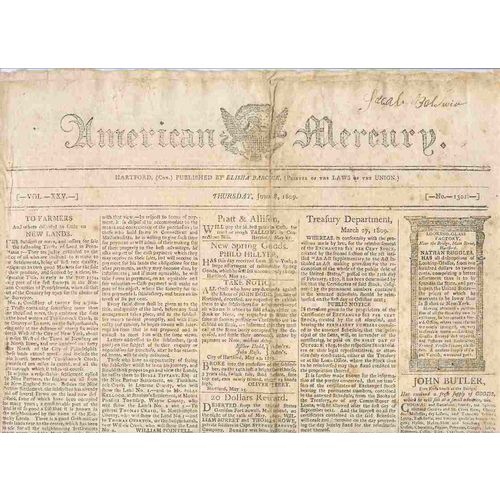 CT Hartford Newspaper Title: American Mercury Date: Jun-8-1809~23