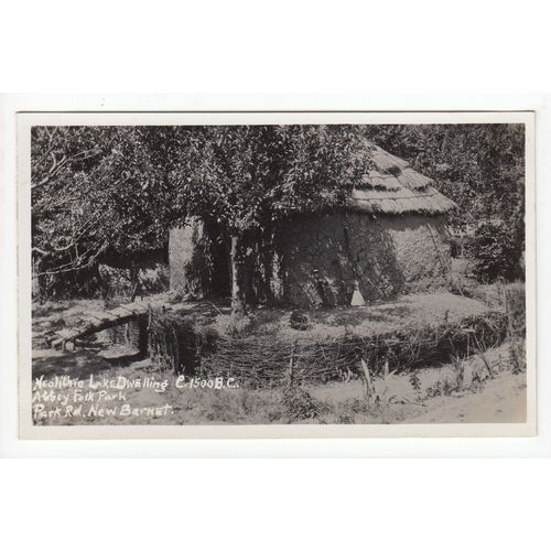 Neolithic Lake Dwelling Abbey Folk Park New Barnet Postcard RP Hertfordshire