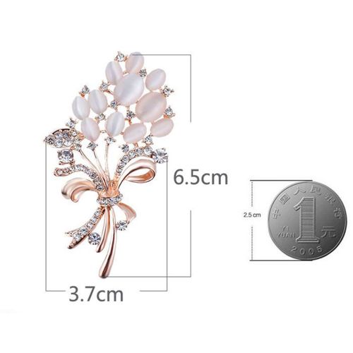 Opal & Rinestone Flower Brooch Pin