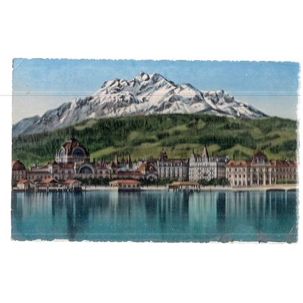 LUZERN, SWITZERLAND used vintage postcard c. 1954 postmark =