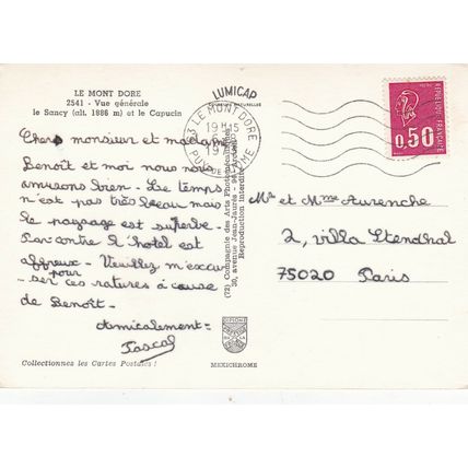 Mont Dore France Postcard posted 1973 VGC