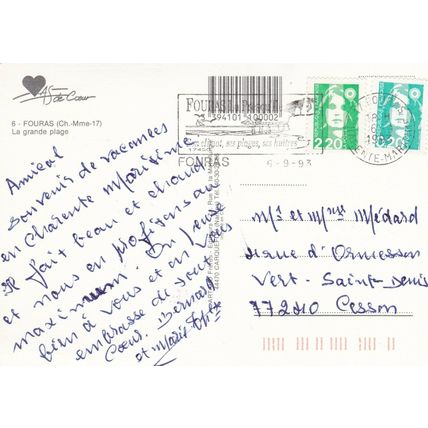 Fouras Le Grande Plage France Postcard posted 1993 VGC