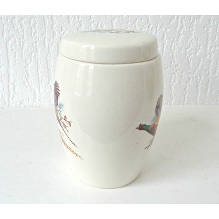 Vintage spice jar and lid pheasant design James Nicoll & Son Forfar Scotland