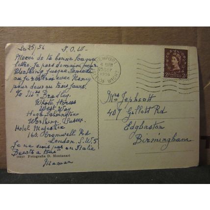 HOTEL VITTORIA , RIMINI, ITALY used postcard 1956 pm =