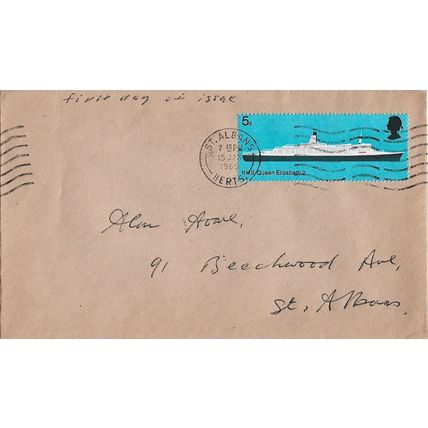 GB 1969 British Ships 5d FDC St Albans pm