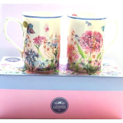 Butterfly & Flowers Pastel Shades Fine Ceramic Mugs - Comes Boxed 10 CM - 0030M
