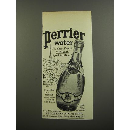 1953 Perrier Water Advertisement - The Great French Natural Sparkling Water