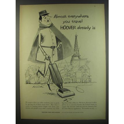 1956 Hoover Vacuum Cleaner Advertisement - Almost everywhere you travel