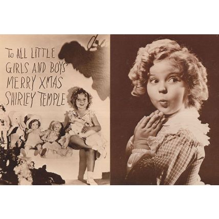 Shirley Temple 2x Merry Christmas Toy Dolls Real Photo Postcard s