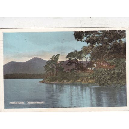 Friars Crag Derwentwater postcard posted 1949 crease