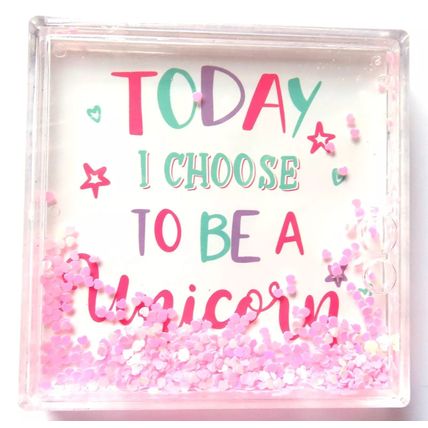 Today I Choose To Be A Unicorn Plaque with Pink Glitter 10.5 CM Gift Home Decor