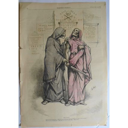 Dead Head Club, Sword] 1879 Very Social, by Thomas Nast. Hand-colored original