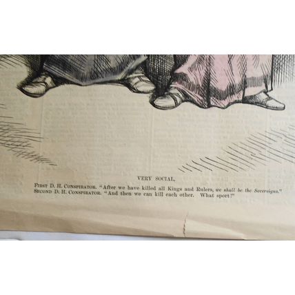 Dead Head Club, Sword] 1879 Very Social, by Thomas Nast. Hand-colored original