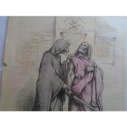 Dead Head Club, Sword] 1879 Very Social, by Thomas Nast. Hand-colored original
