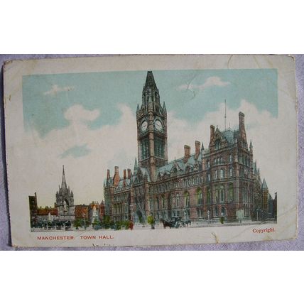 vintage postcard Town Hall Manchester