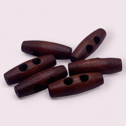30mm Wooden Brown Toggle Buttons Sewing 2 Hole Craft Scrapbook Coat Duffle