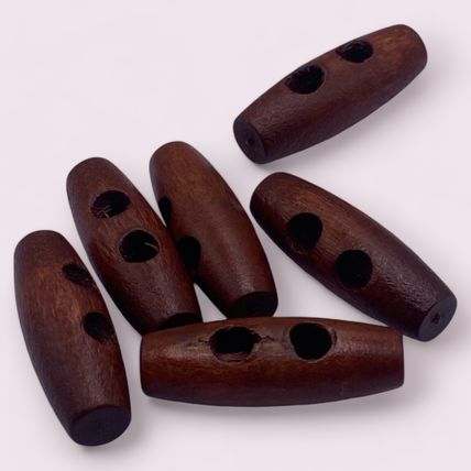 30mm Wooden Brown Toggle Buttons Sewing 2 Hole Craft Scrapbook Coat Duffle