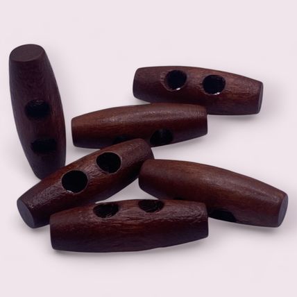 30mm Wooden Brown Toggle Buttons Sewing 2 Hole Craft Scrapbook Coat Duffle