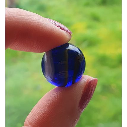 MICHELANGELO 25 Beautiful Glass Marbles, Blue with Yellow & Red Swirl, New, 16mm