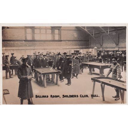 Billiard Room Soldiers Military Club Hull Night Attack WW1 Postcard