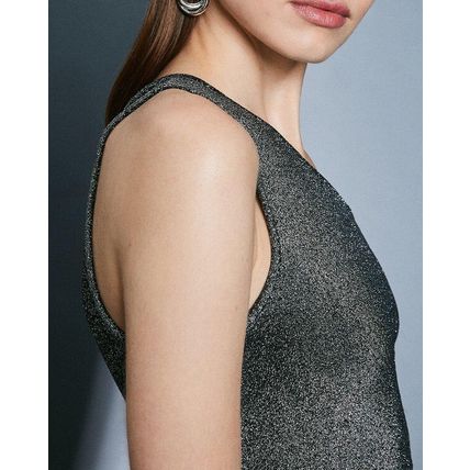 KAREN MILLEN Glitter One Shoulder Jersey Top BNWT