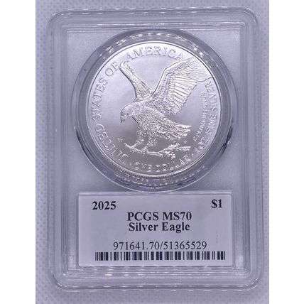 1 Oz Silver Eagle PCGS MS70 Ultra Breaks Privy Power 2025 Flag Core 1 of 500