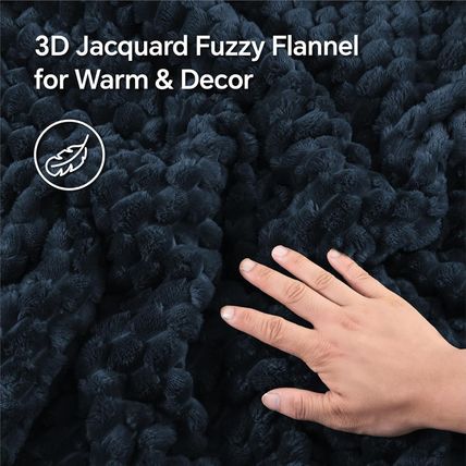 BEDELITE Fluffy King Size Comforter Set - Navy Blue Fleece Soft Comforter for Ki