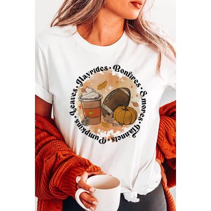 White Pumpkin Rugby Graphic Print Short Sleeve T Shirt