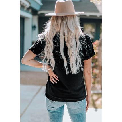Black American Flag Graphic Crew Neck T Shirt