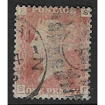 GB 1858 QUEEN VICTORIA 1d RED PLATE 168 USED SG43 / 44 " SF "
