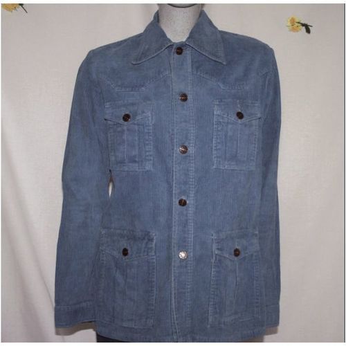 Mens Vintage 1970 Blue Corduroy Jacket Size Medium