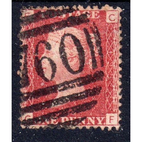 1858 sg43 1d red plate 198 FINE USED (C F) BDO19