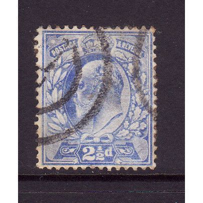 GREAT BRITAIN 1902 EDWARD V11 SG 231 2 1/2d PALE ULTRAMARINE FINE USED