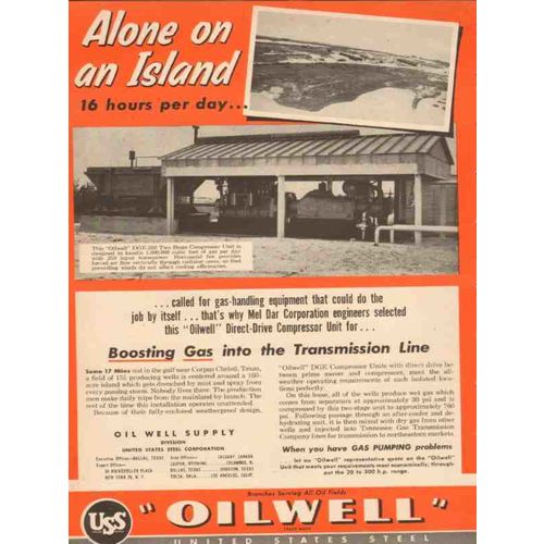 oil well supply company 1954 oilwell island gas compressor vintage ad