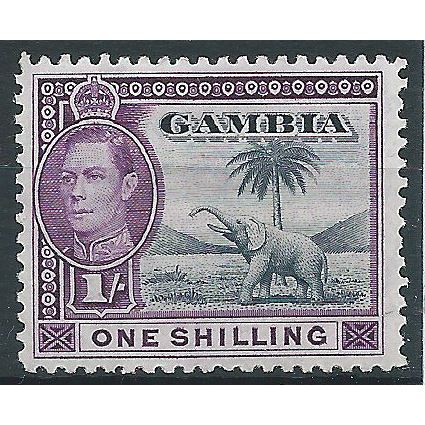 Gambia 1938 SG156 1/- Slate-Blue & Violet Mounted Mint .. ..