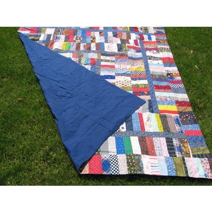 Flip n Fold Scrap Patchwork Quilt 988B Blue 62x76 Handmade Quiltpolice