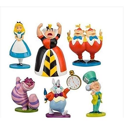 DGBJ Children 6pcs Alice in Wonderland Cake Topper Kids Play Action Figure Figur